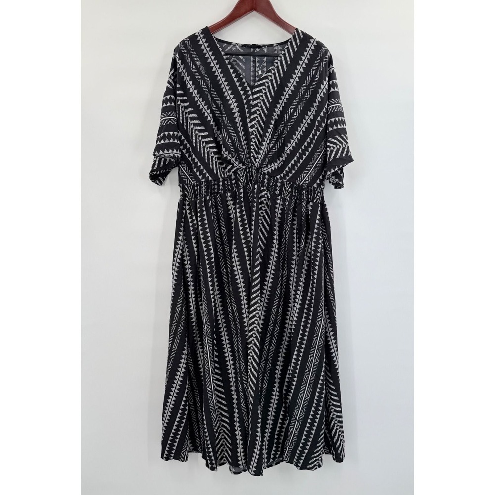 Bloomchic Boho Chic Chevron Print Maxi Dress 18-20 NWT Dolman Sleeve Monochrome